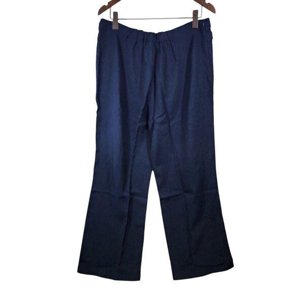 Allegra K Womens Navy Blue Wide-Leg Button-Detail Trousers Plus Size 1X - Picture 2 of 10